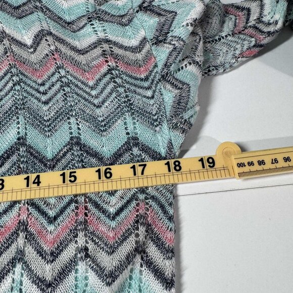 Vanity Chevron Fringe Hem Open Knit Cardigan – Size L Boho - Picture 8 of 8